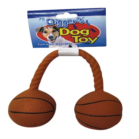 Diggers Boss Pet Digger's Orange Latex Twin Basketball Squeaky Dog Toy Medium 1 pk 52552